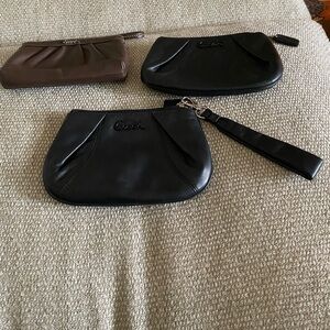 3pcs Coach Black and Brown Leather Pouches